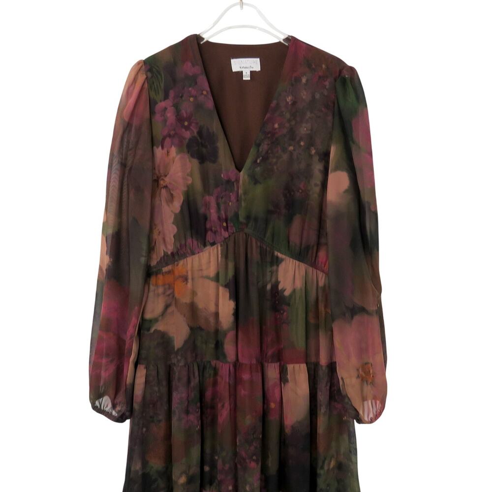 Signature By Robbie Bee Floral Chiffon Tiered Maxi Dress Size 8 V-Neck Formal - Picture 2 of 7